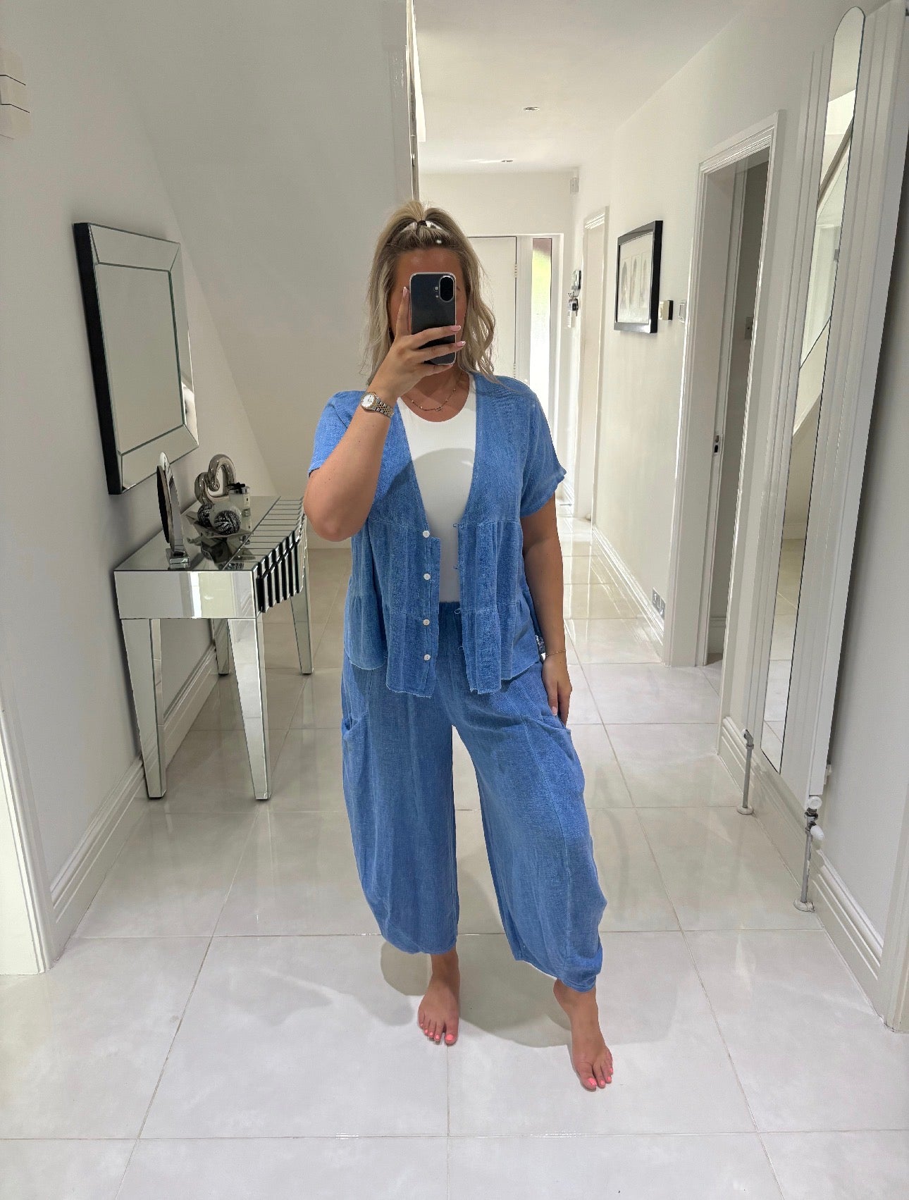 JANIKA LINEN / COTTON BLEND BUTTON TOP