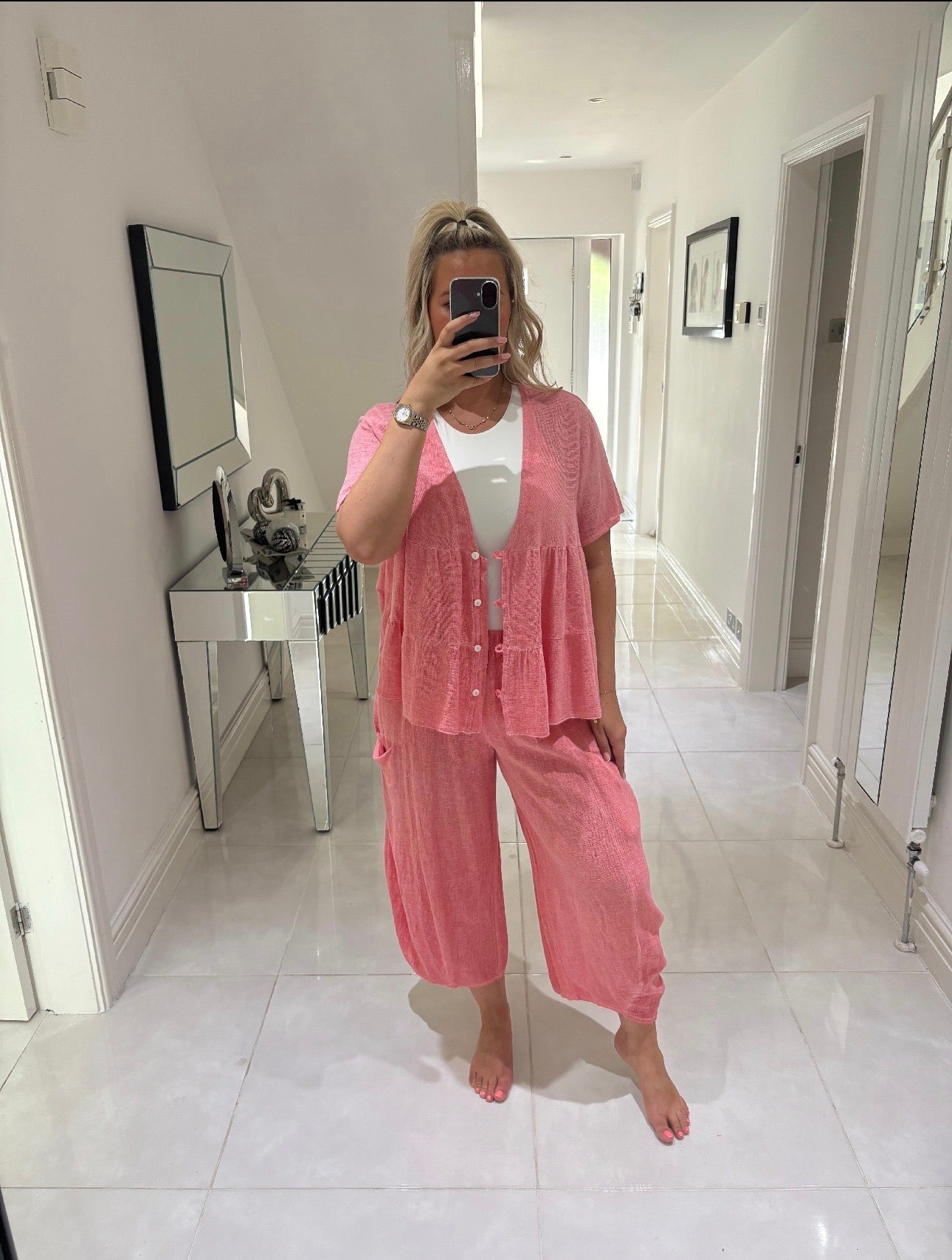 JANIKA LINEN / COTTON BLEND BUTTON TOP