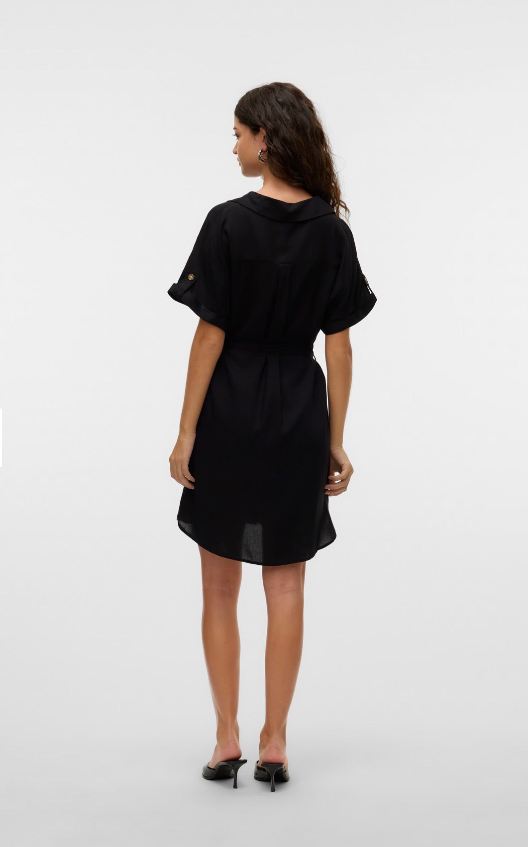 VERO MODA BUMPY SS SHORT SHIRT DRESS 10325828 BLACK