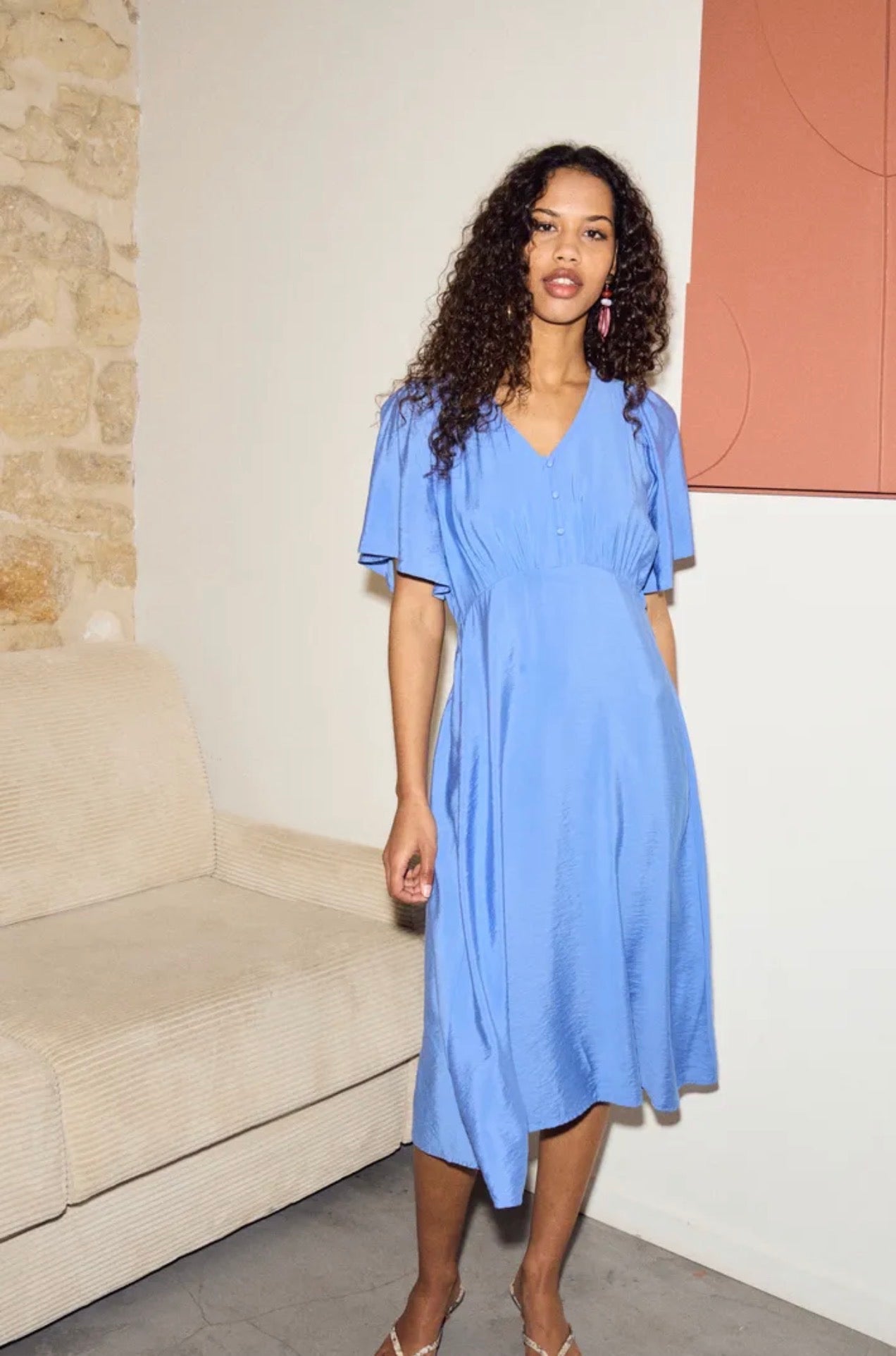 ICHI ANIVA DRESS 20125963 WEDGEWOOD