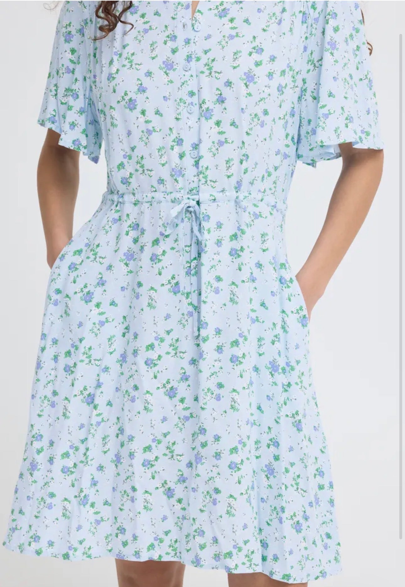 ICHI VERA DRESS 20125994 FLOATY BLUE FLOWER