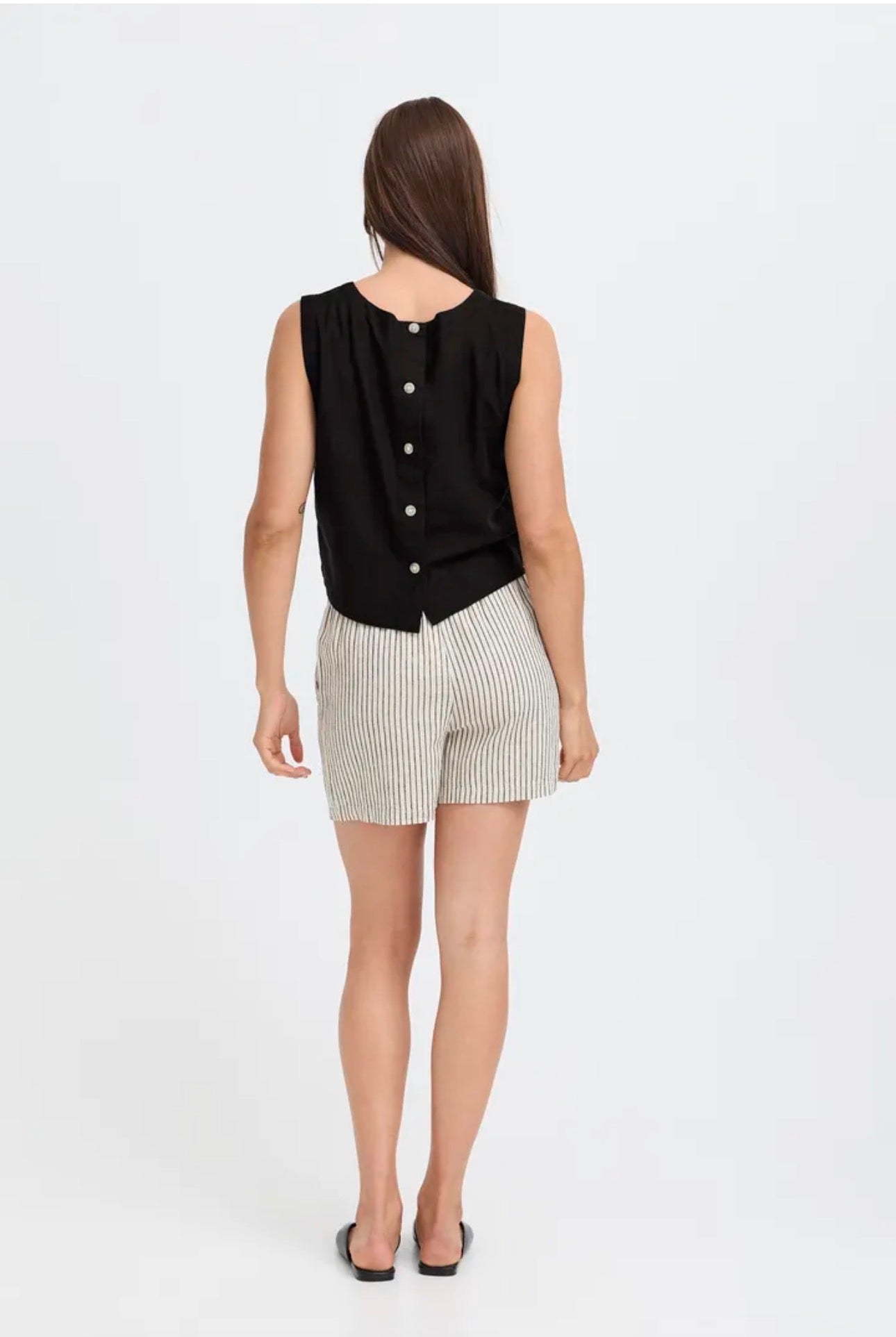 B YOUNG FALAKKA O-NECK BUTTON BACK TOP 20818824 METEORITE