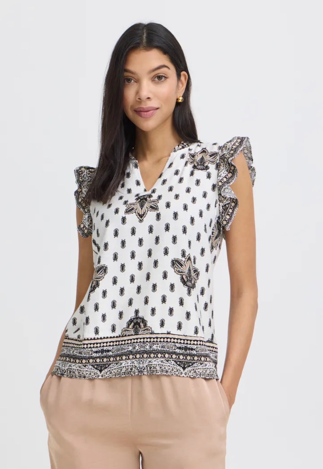 B YOUNG IKAIA BOHO BLOUSE 20819070 METEORITE