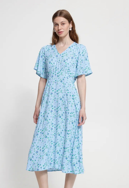ICHI VERA MAXI DRESS FLOATY BLUE FLOWER
