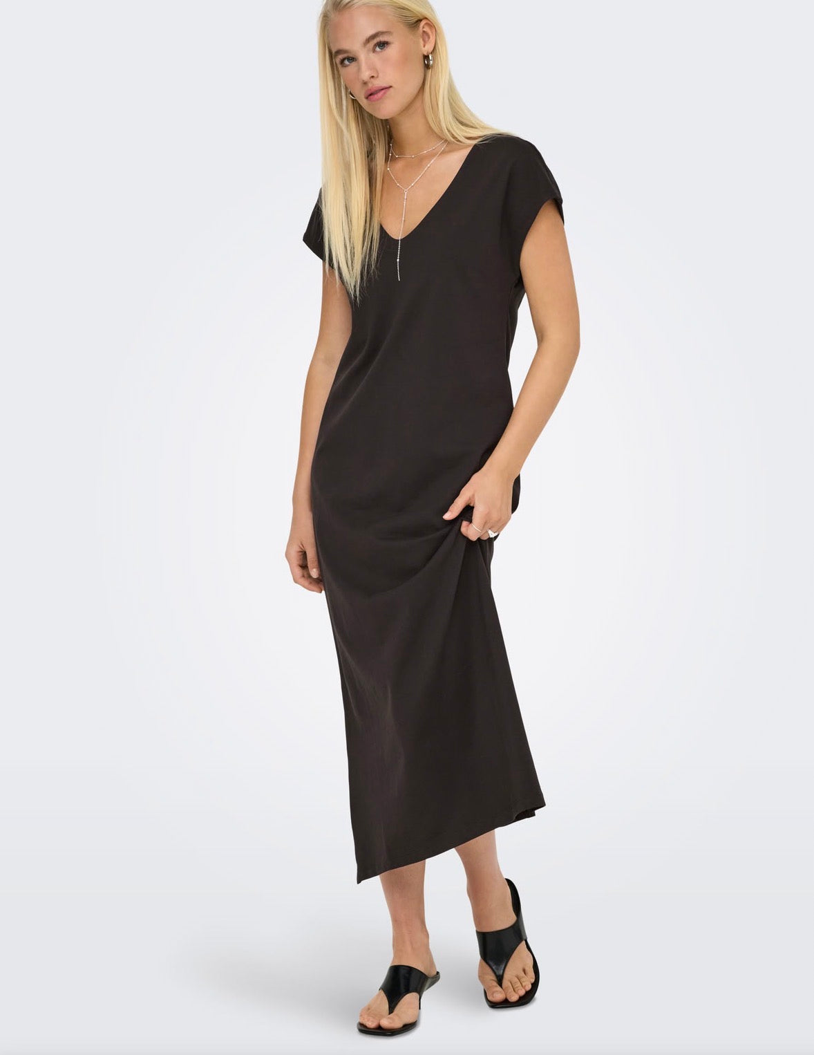 ONLY MARA SS T-SHIRT DRESS in CHOCOLATE TORTE