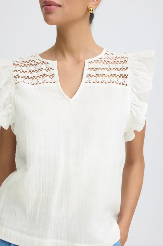 B YOUNG IBERLIN FRILL BLOUSE MARSHMALLOW