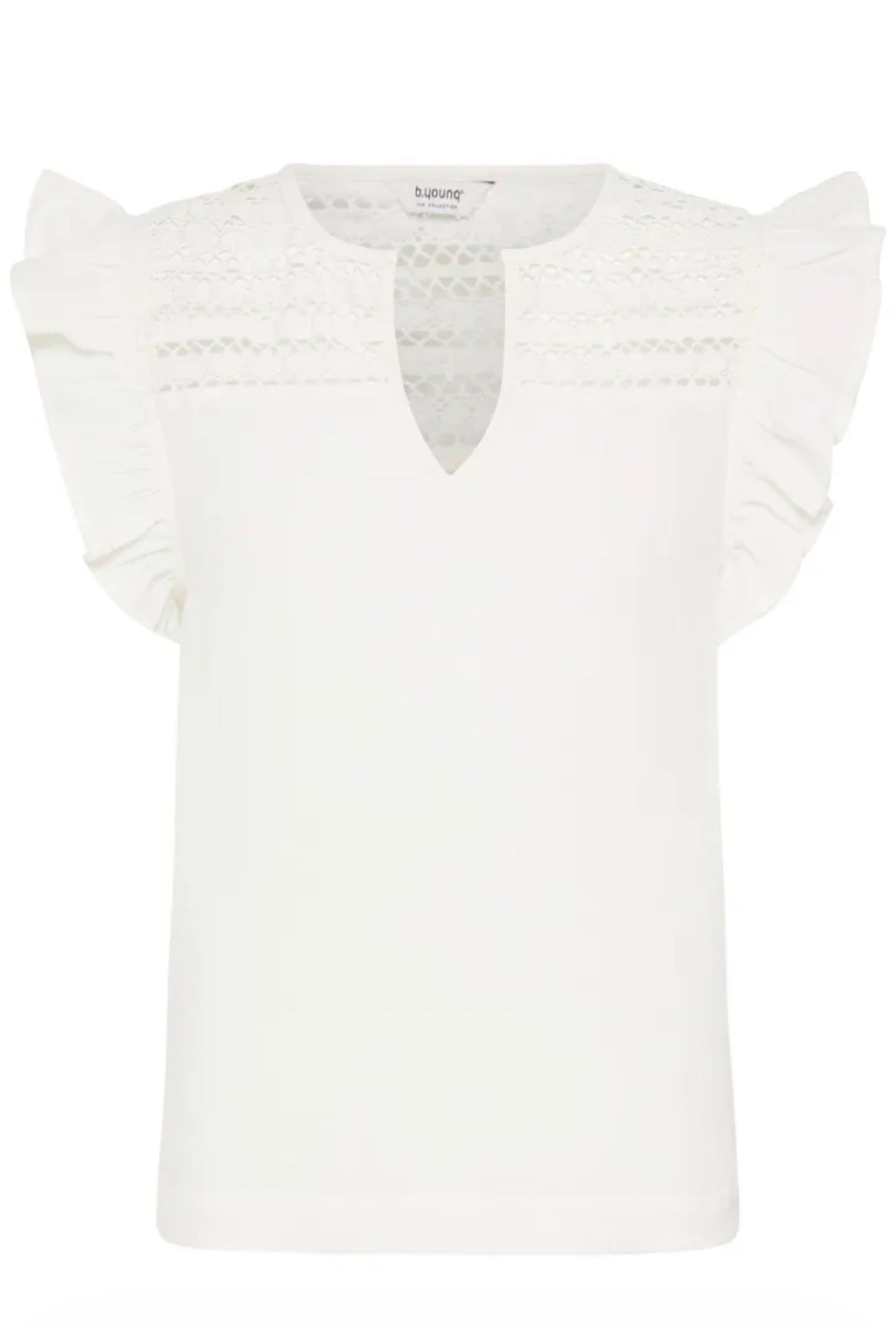 B YOUNG IBERLIN FRILL BLOUSE MARSHMALLOW