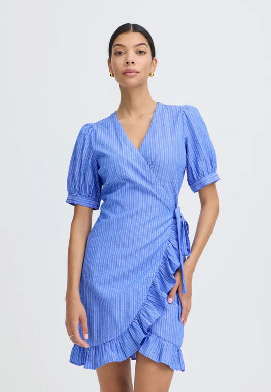 B YOUNG JAIDEN DRESS NEBULAS BLUE STRIPE