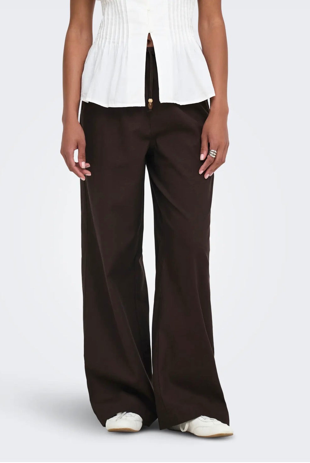 ONLY LISOLA PULL UP WIDE PANTS  COFFEE BEAN