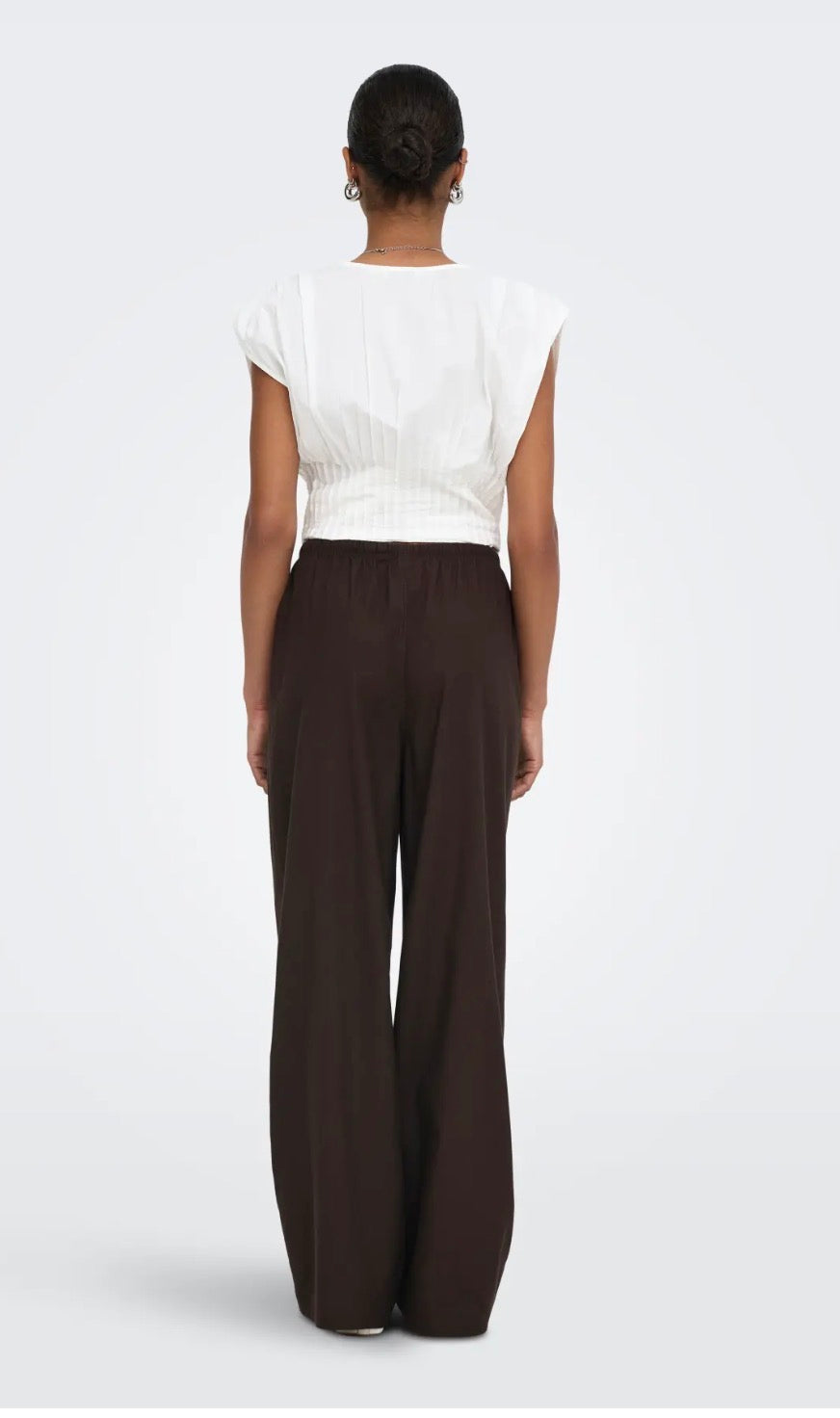 ONLY LISOLA PULL UP WIDE PANTS  COFFEE BEAN