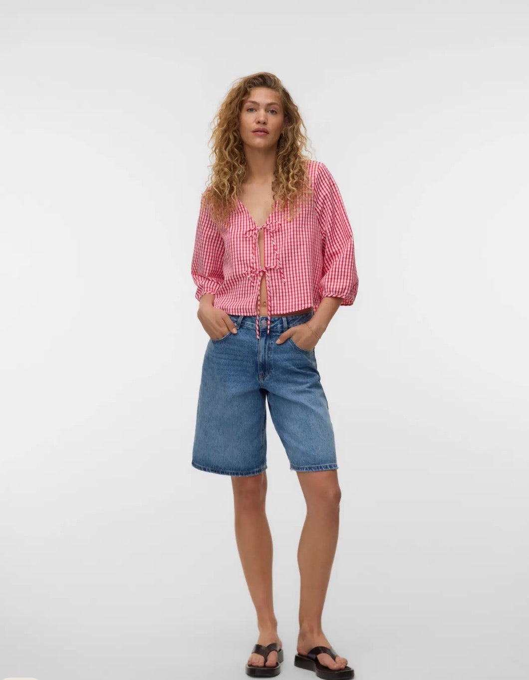 VERO MODA CAMILLA 3/4 TIE TOP PINK-A-BOO