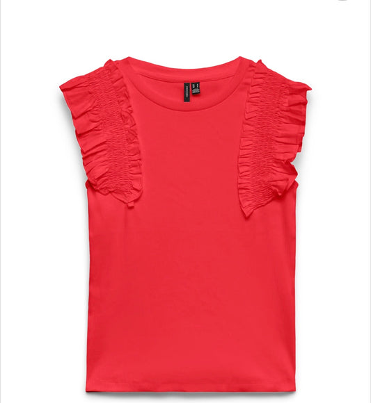 VERO MODA TINNA CS O-NECK TOP POINSETTIA