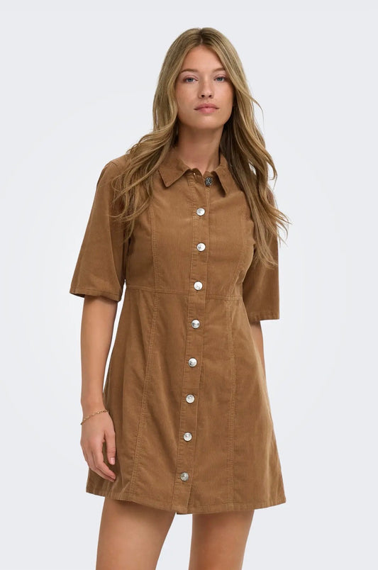 ONLY LAIME 2/4 SHORT CORD DRESS BISON