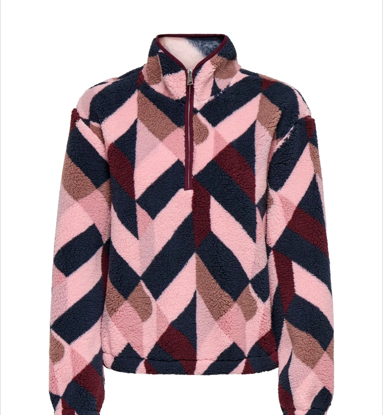 ONLY NEW DALLAS LS HIGHNECK ZIP TOP - FIG DALLAS GRAPHIC PINK