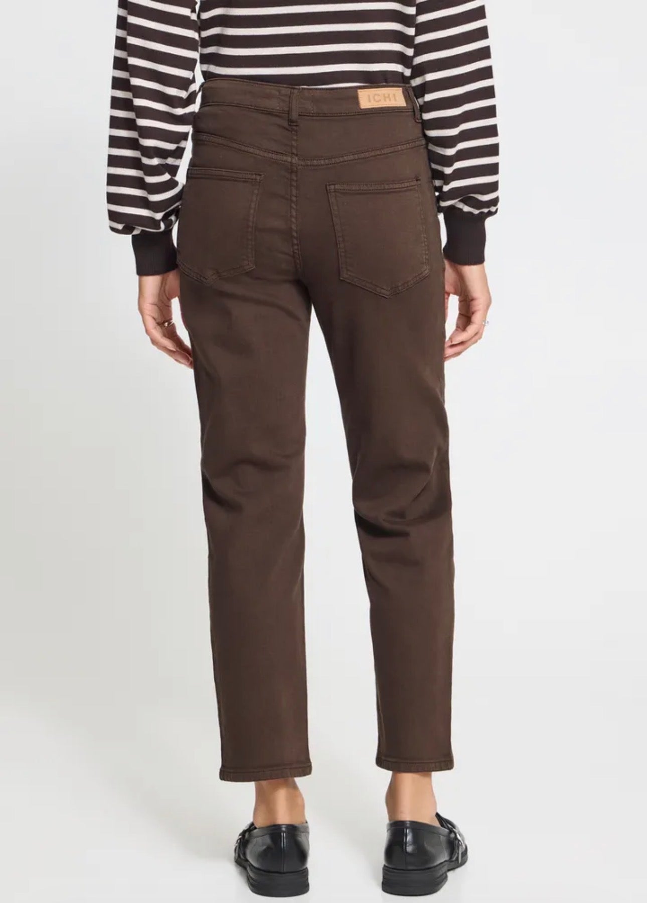ICHI ZIGGY RAVEN CROPPED JEANS - COFFEE BEAN BROWN