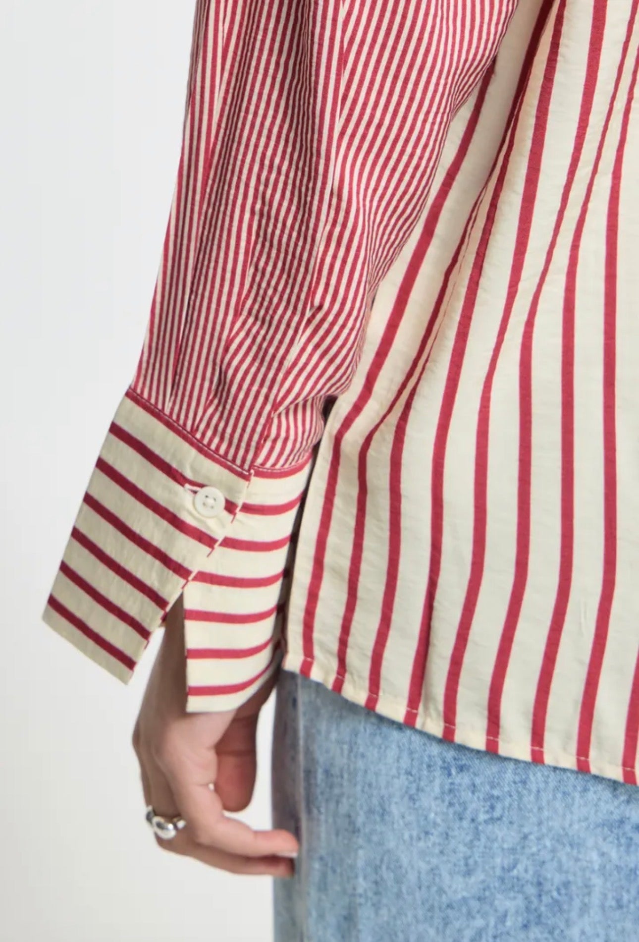 ICHI LOURI SHIRT - RHODODENDRON / WHITE STRIPE