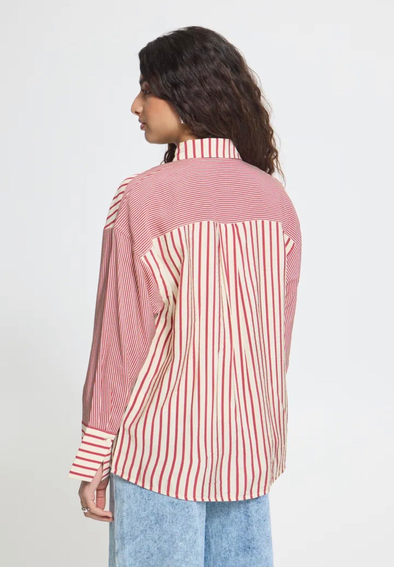 ICHI LOURI SHIRT - RHODODENDRON / WHITE STRIPE