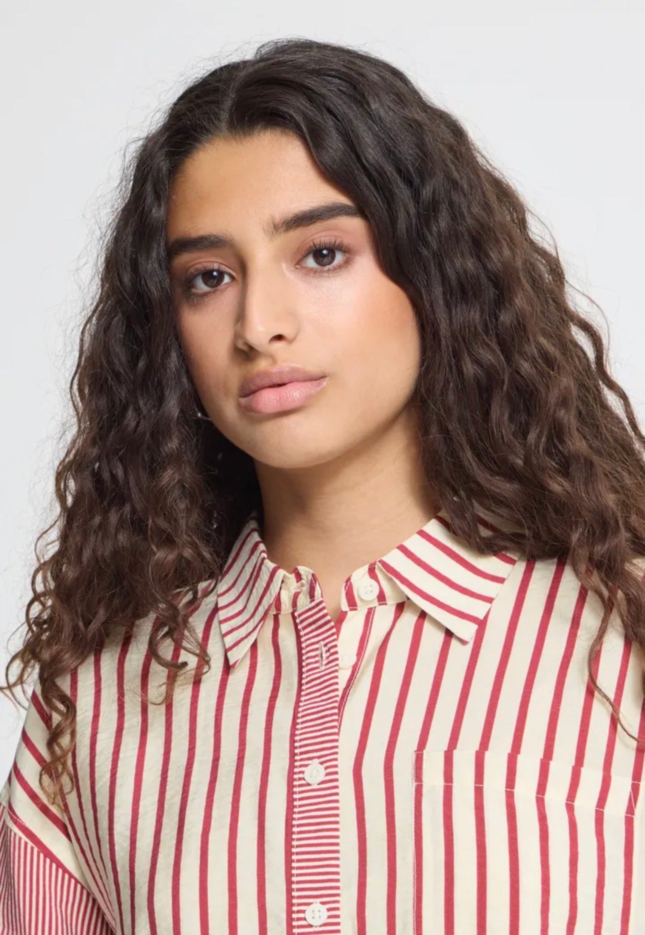 ICHI LOURI SHIRT - RHODODENDRON / WHITE STRIPE