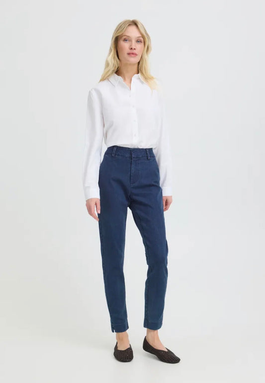 B YOUNG KAFKA DIXI CHINO JEANS - MID BLUE DENIM