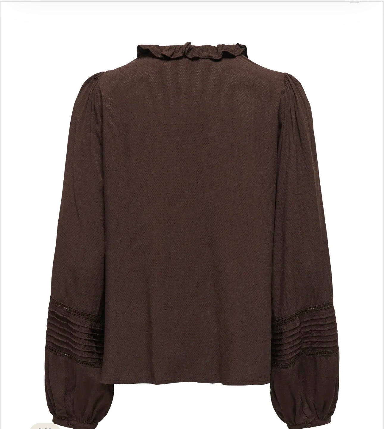 ONLY EUGINA LS V-NECK DOBBY BLOUSE - COFFEE BEAN