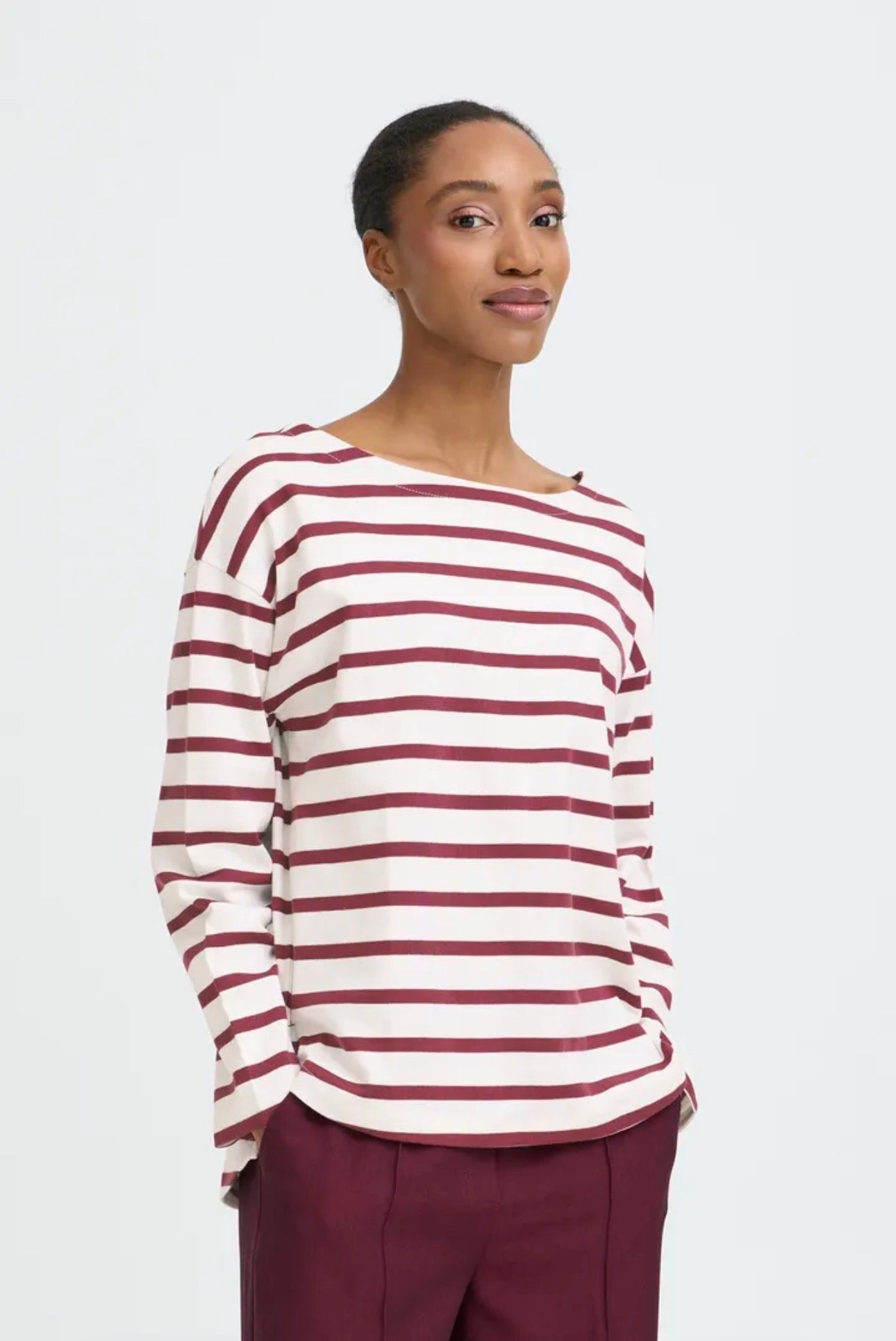 B YOUNG RAMSI PULLOVER - FIG STRIPE