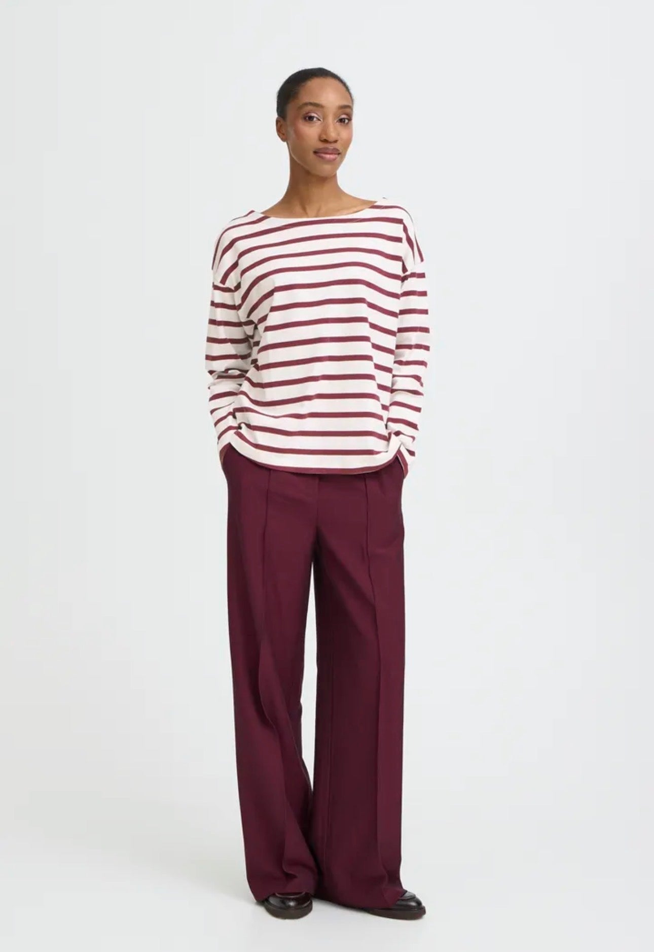 B YOUNG RAMSI PULLOVER - FIG STRIPE