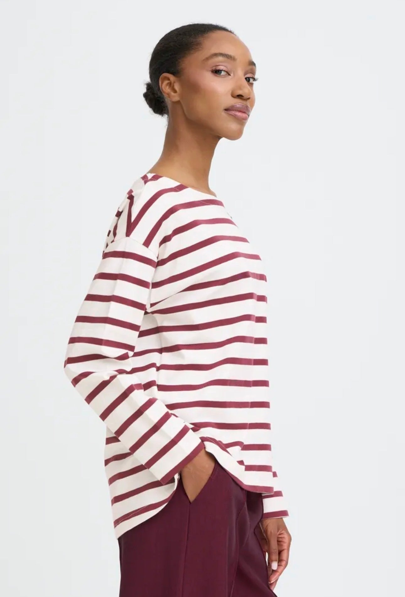 B YOUNG RAMSI PULLOVER - FIG STRIPE