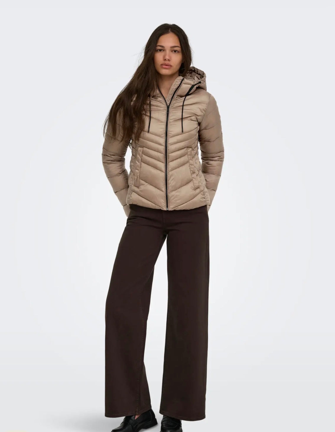 ONLY MIMI HOOD JACKET - FOSSIL