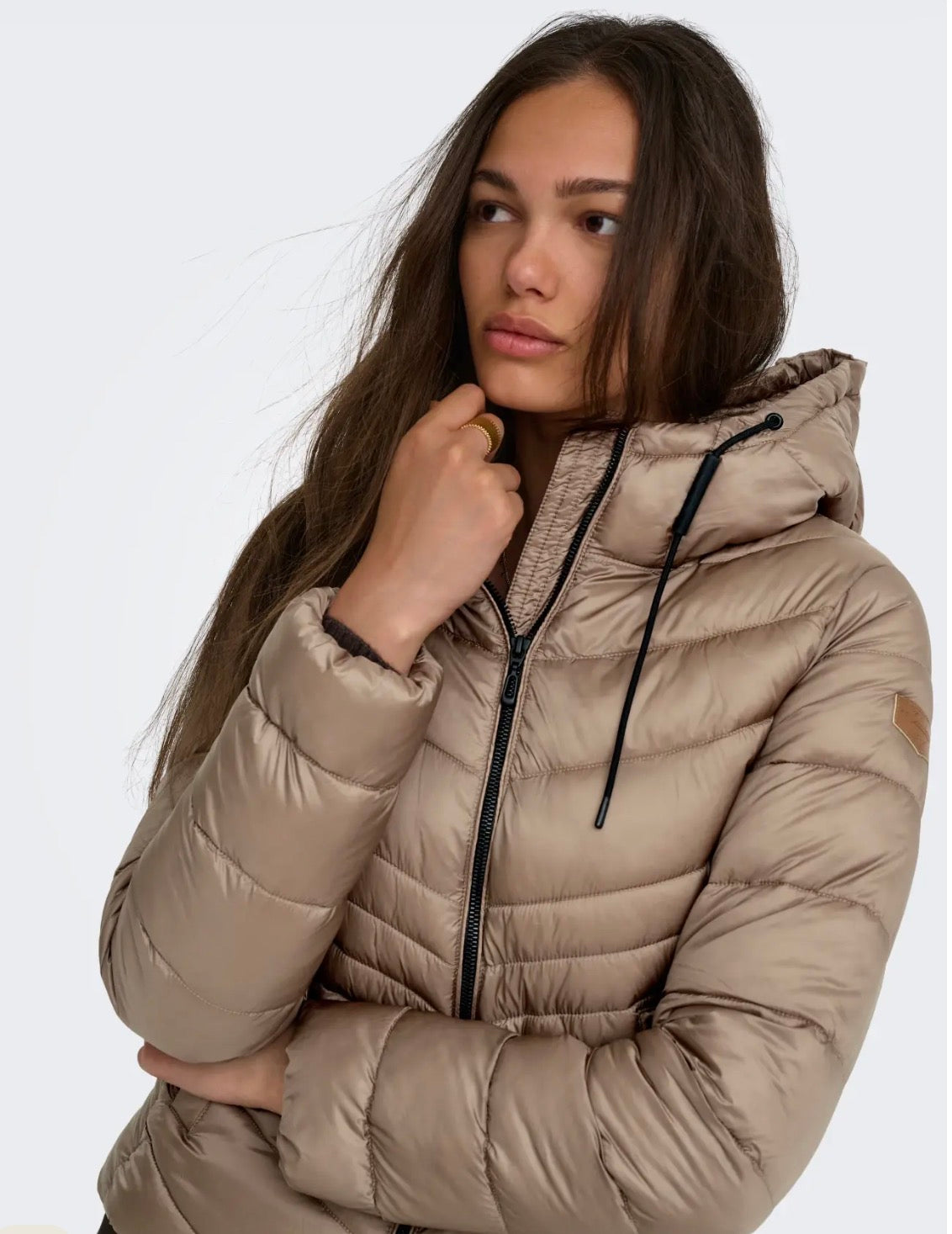 ONLY MIMI HOOD JACKET - FOSSIL