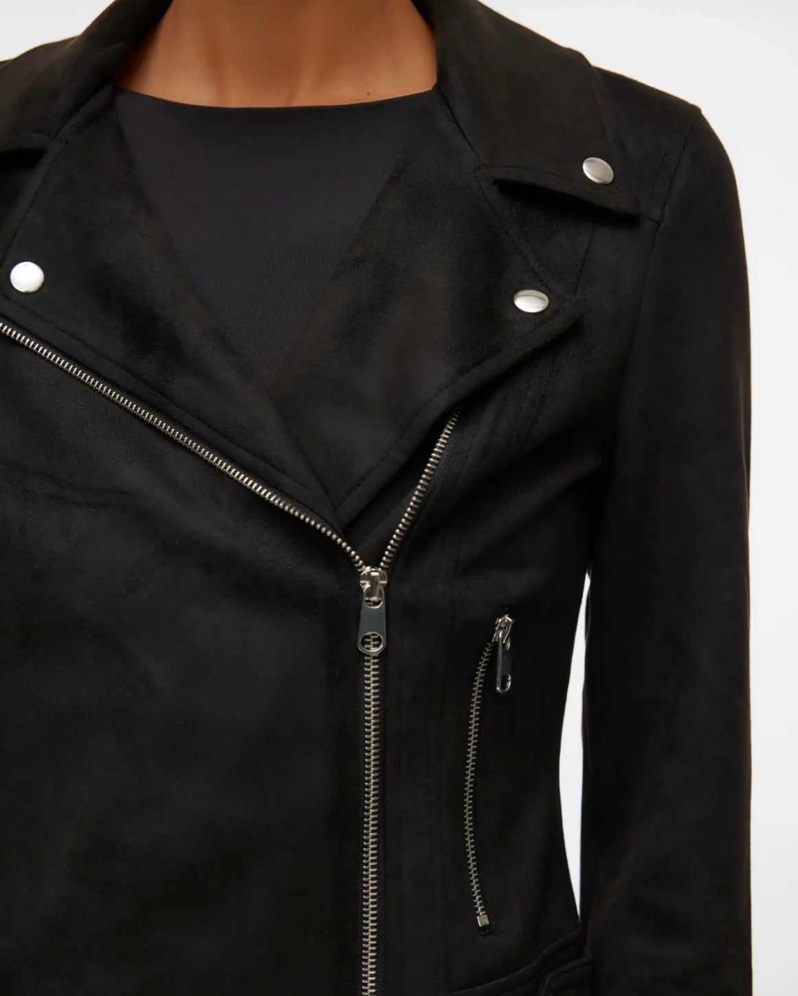 VERO MODA JOSE SHORT FAUX SUEDE JACKET - BLACK