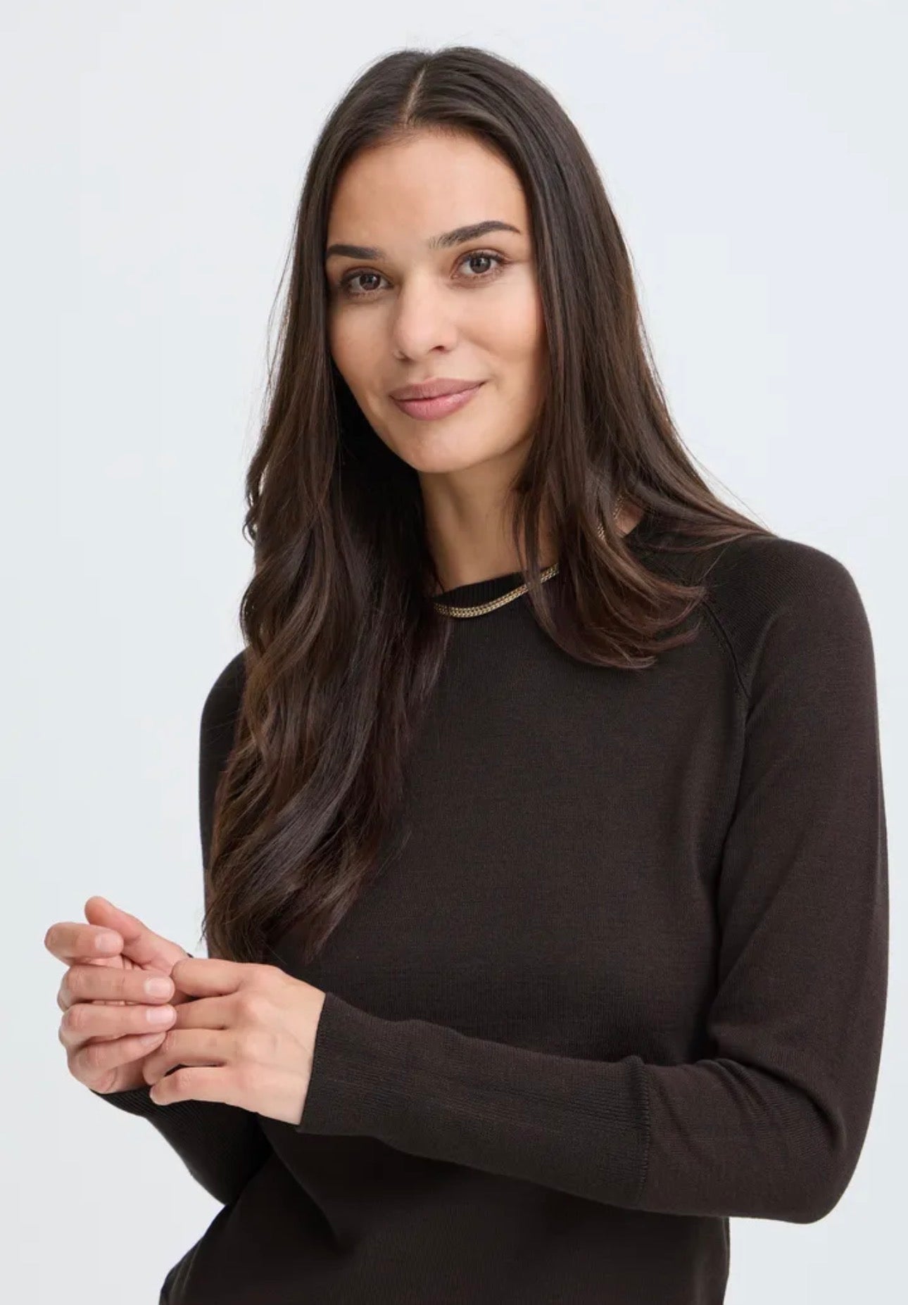 B YOUNG MMORLA LONG CUFF JUMPER - JAVA BROWN