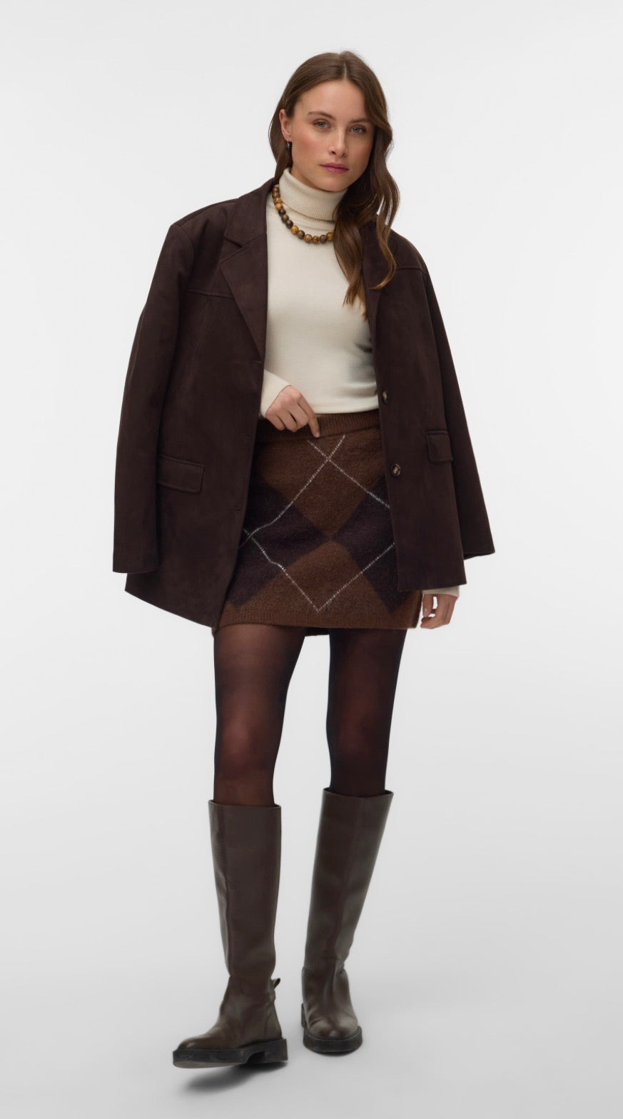 VERO MODA DARLA SHORT SKIRT - CHOCOLATE/COCOA BROWN