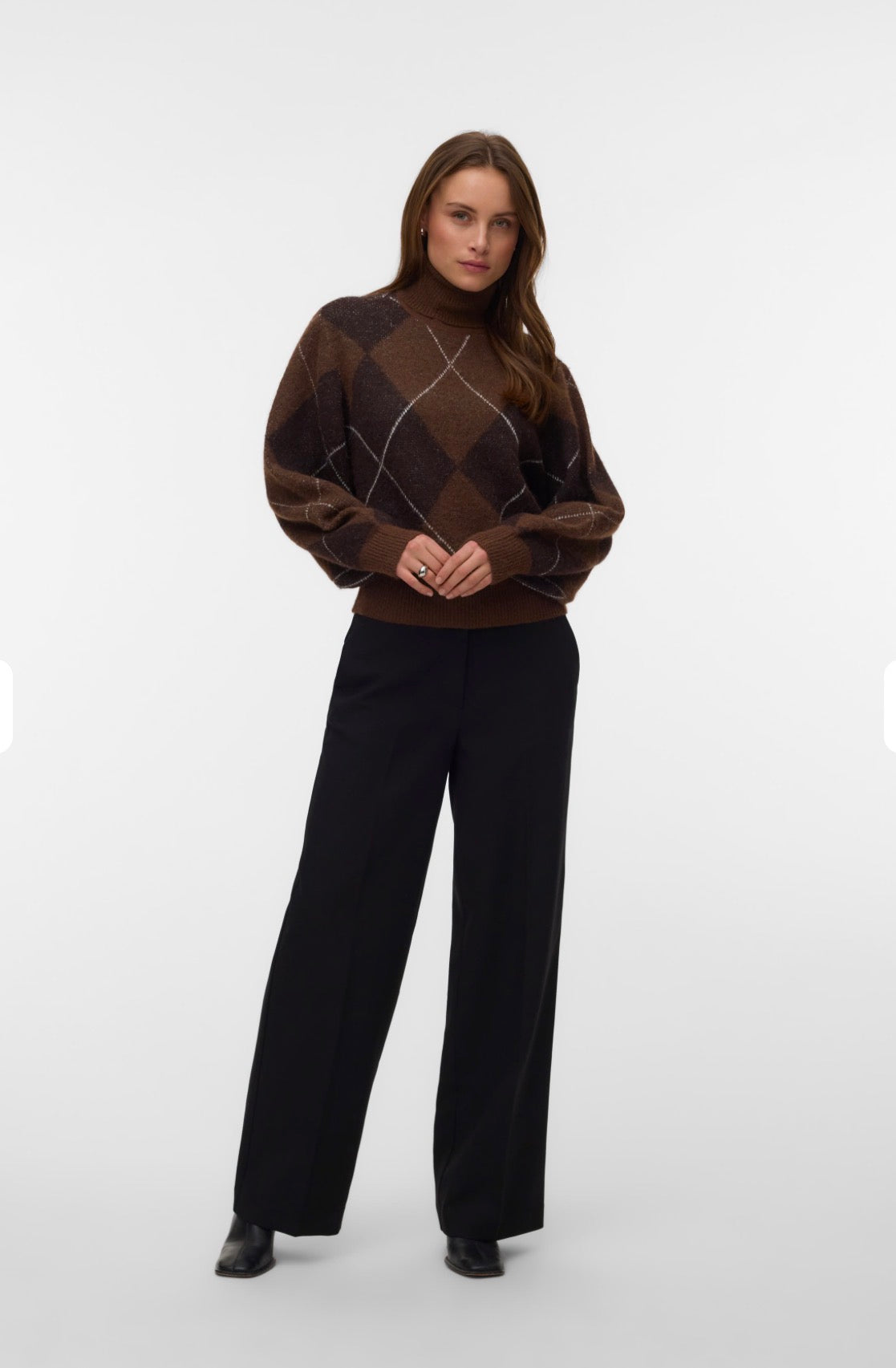 VERO MODA DARLA LS ROLLNECK PULLOVER -COCOA BROWN / CHOCOLATE