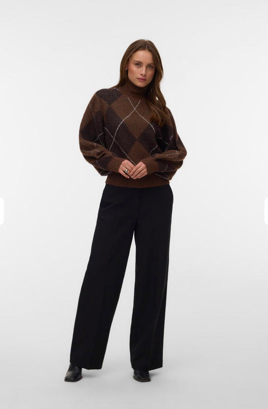 VERO MODA DARLA LS ROLLNECK PULLOVER -COCOA BROWN / CHOCOLATE