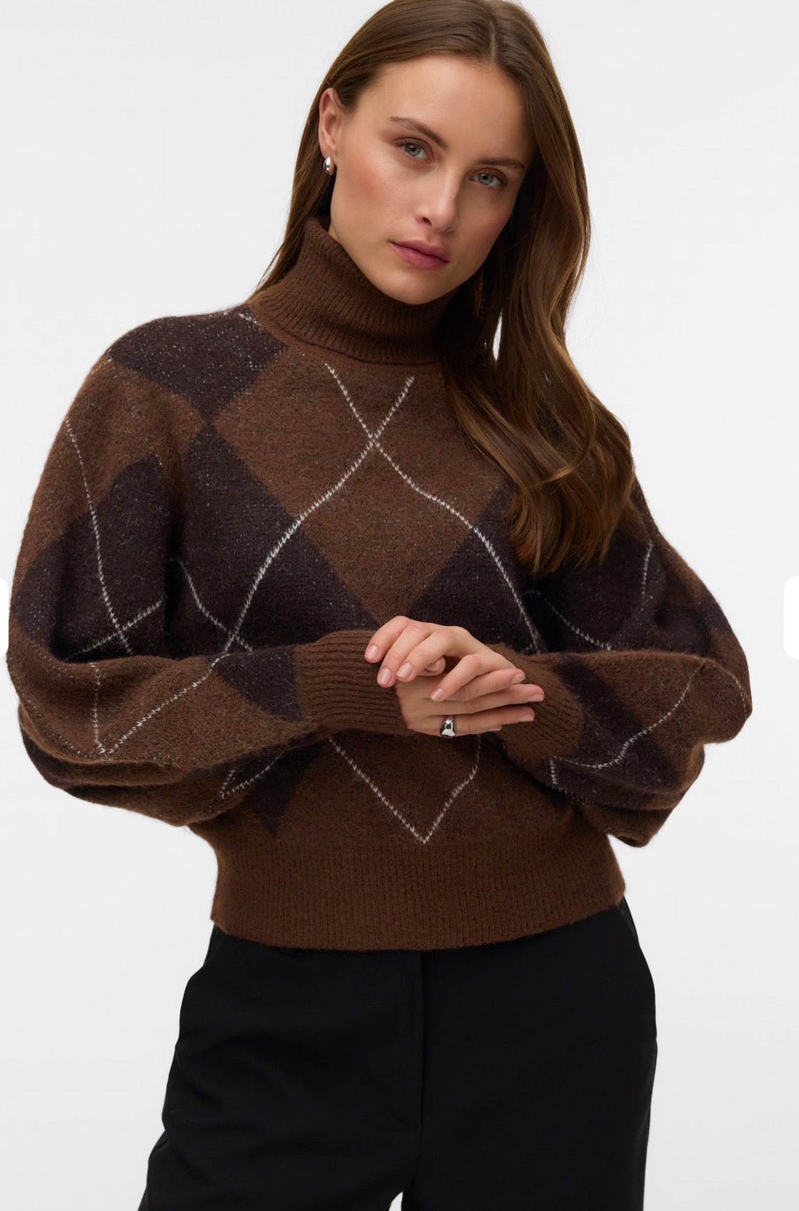 VERO MODA DARLA LS ROLLNECK PULLOVER -COCOA BROWN / CHOCOLATE