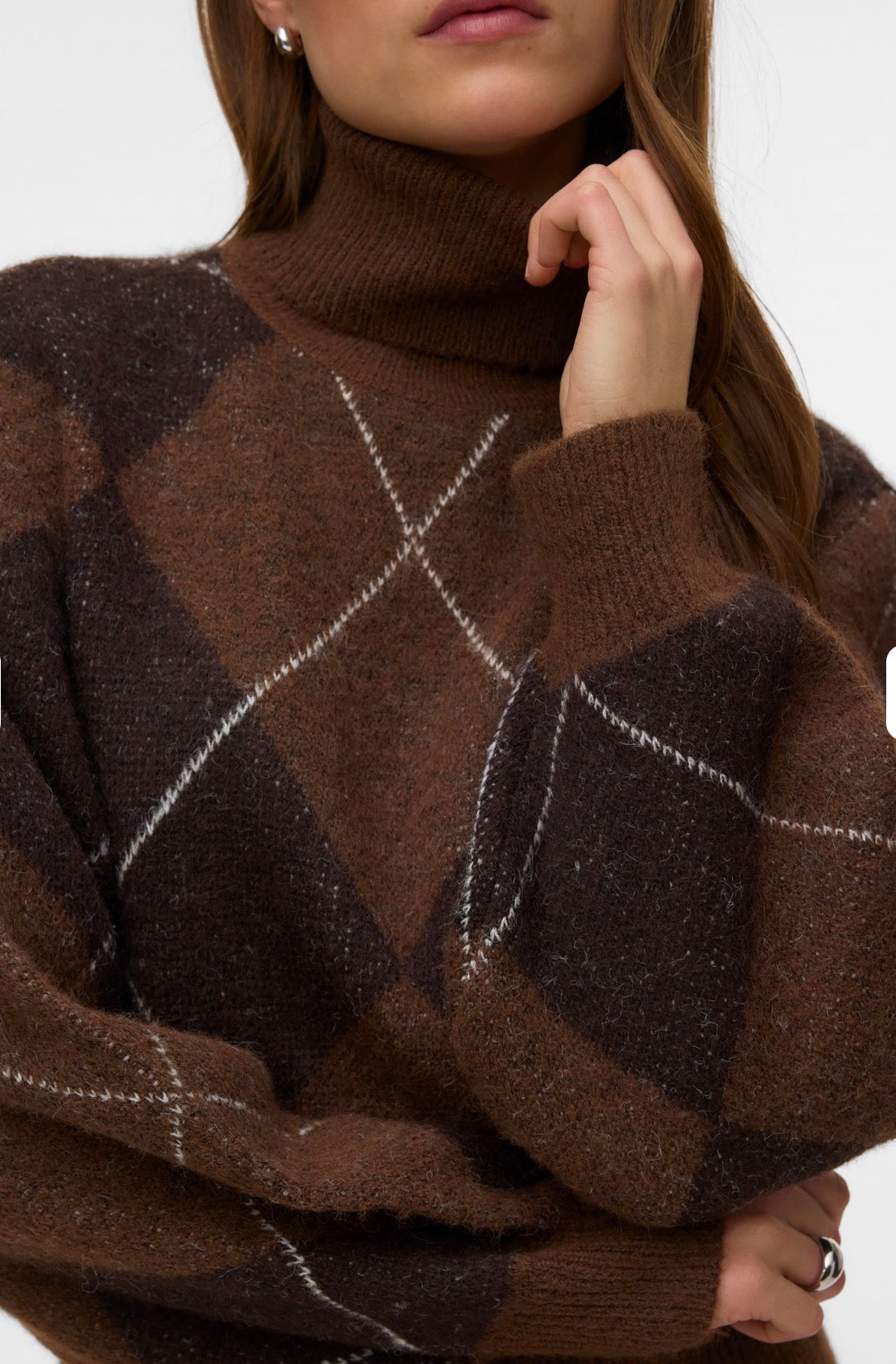 VERO MODA DARLA LS ROLLNECK PULLOVER -COCOA BROWN / CHOCOLATE