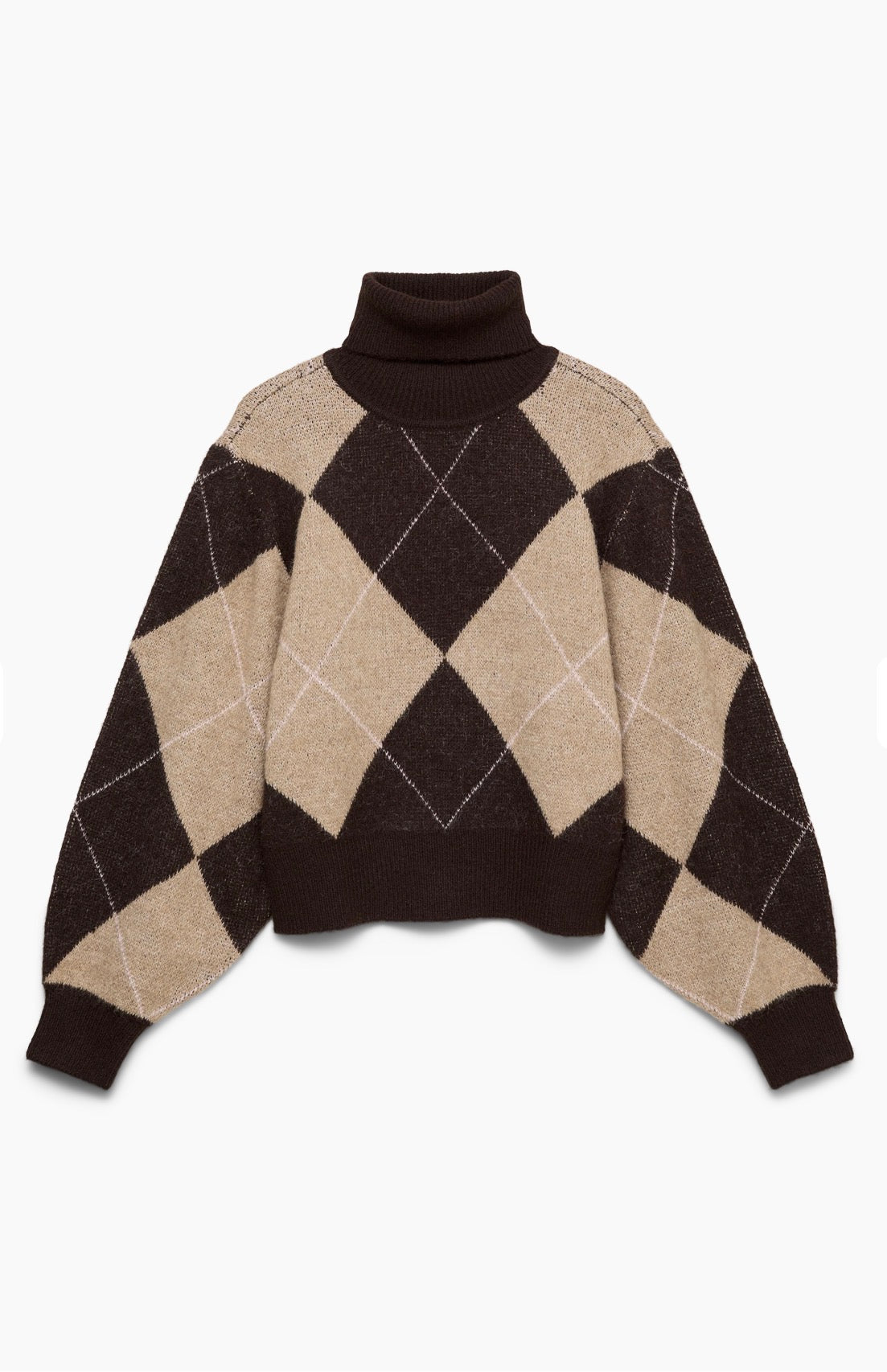 VERO MODA DARLA LS ROLLNECK PULLOVER - CHOCOLATE TORTE / W SILVER