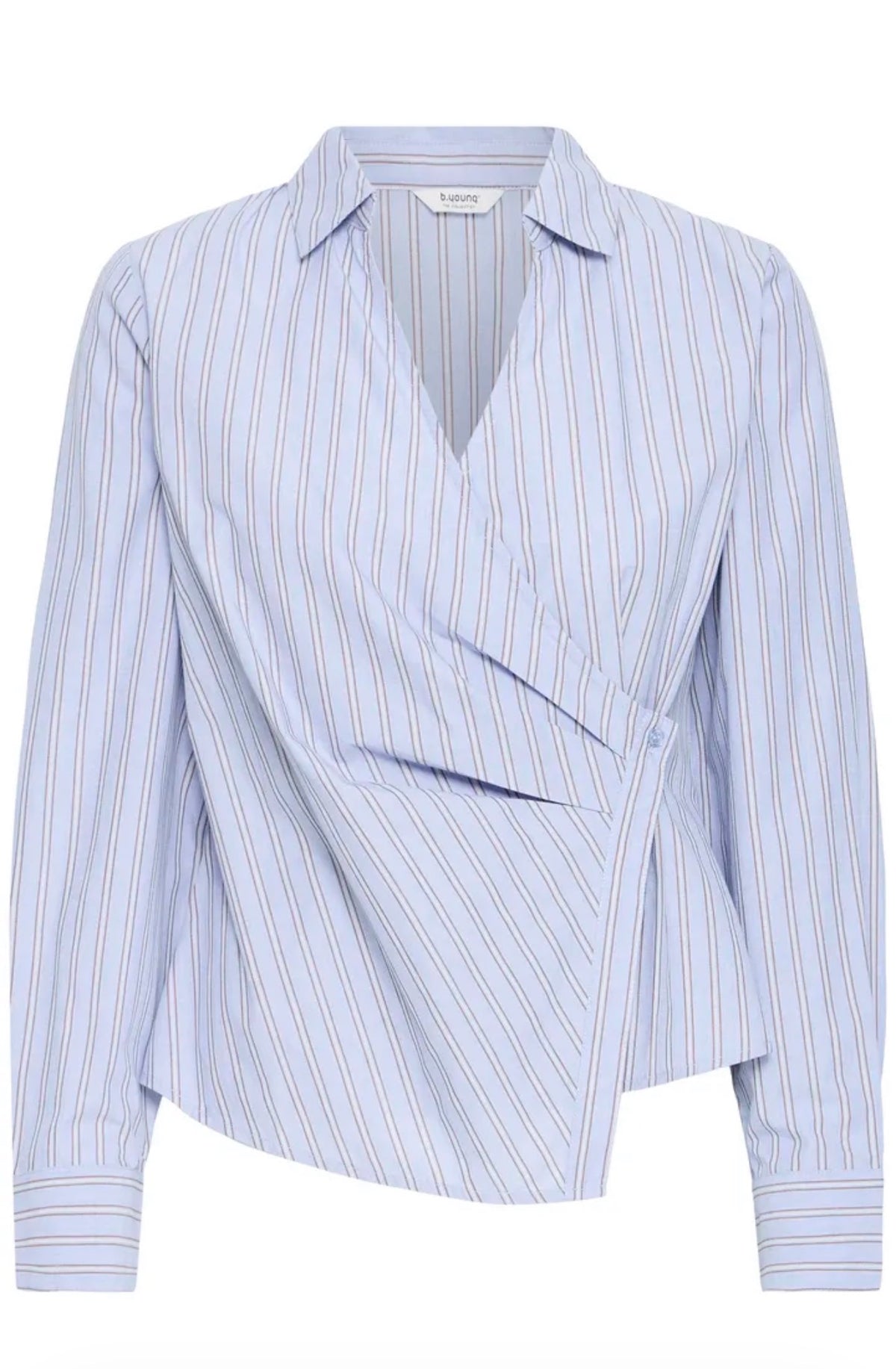 B YOUNG HENE WRAP SHIRT - CHAMBRAY BLUE STRIPE