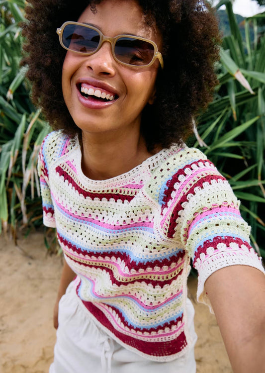 ICHI BANDIE CROCHET MULTICOLOUR TOP 20125661