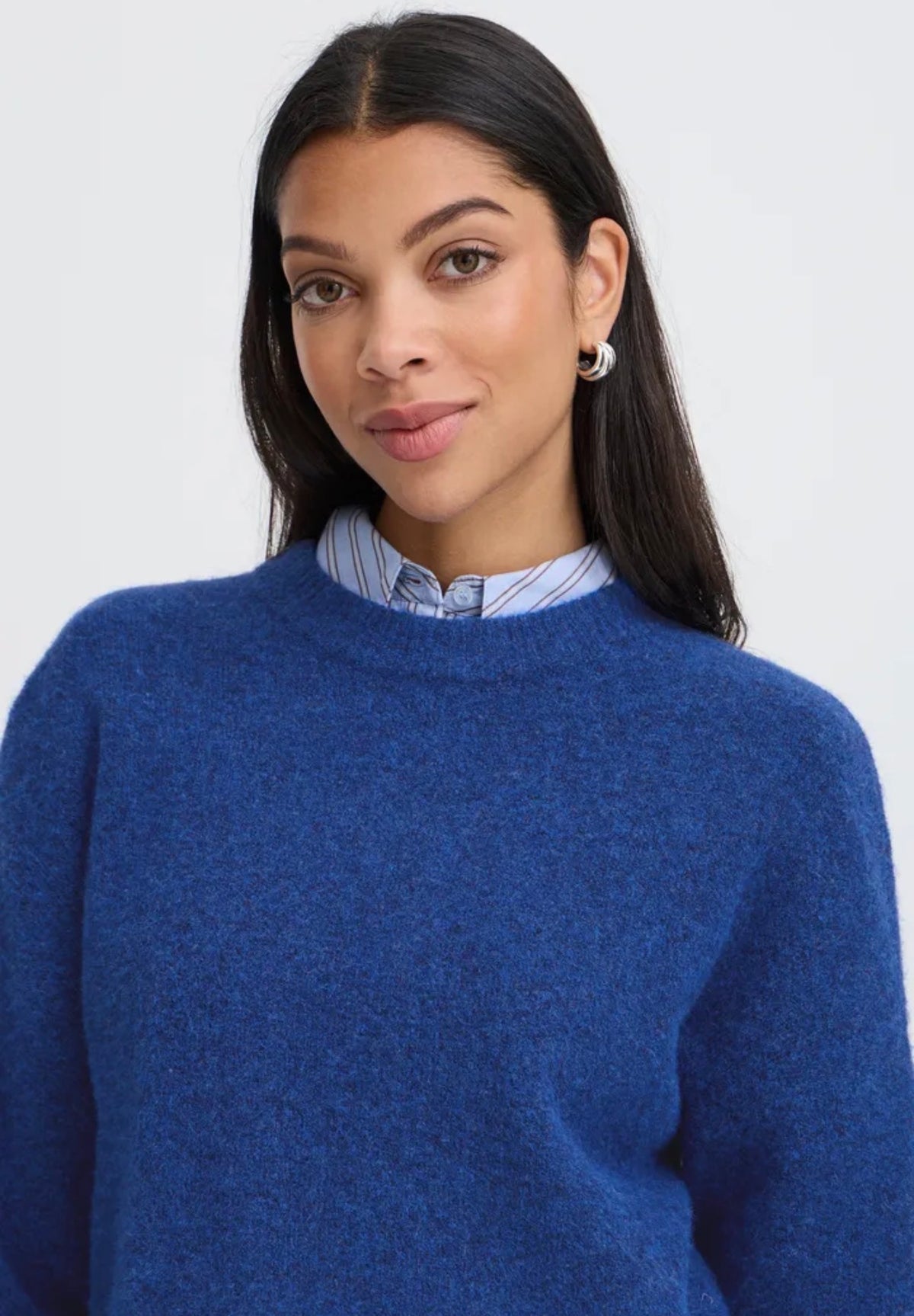 B YOUNG OMEA CREW JUMPER - BLUE DEPTHS MELANGE