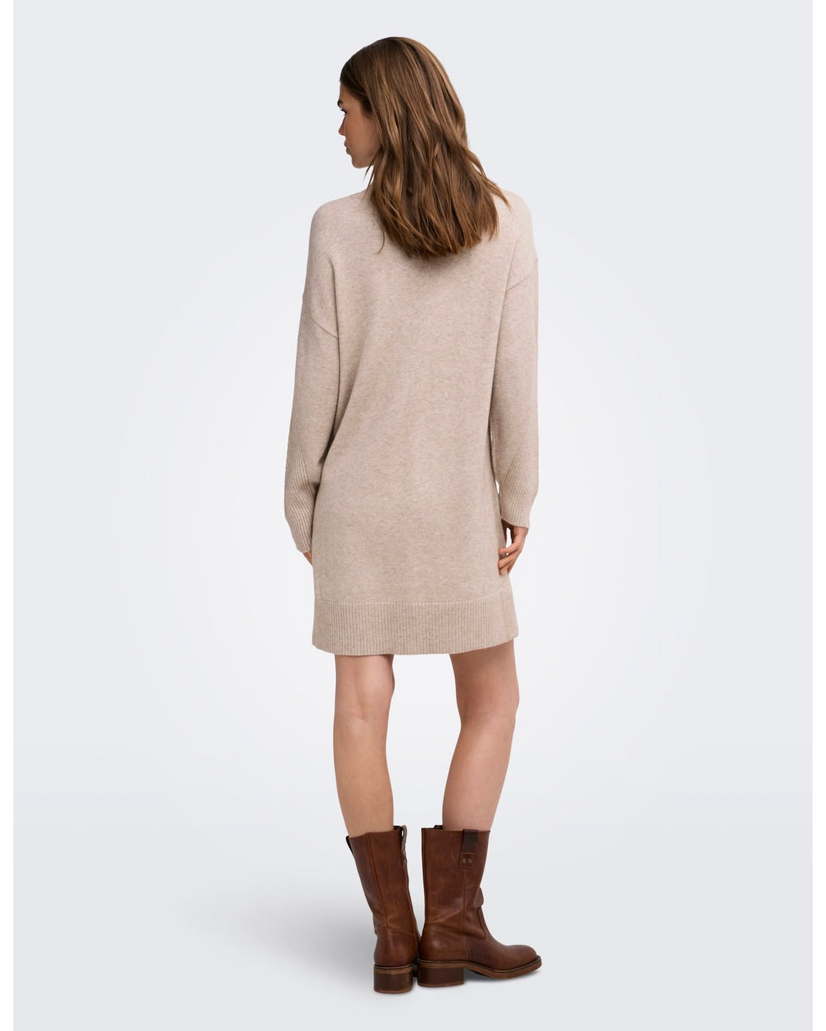 ONLY PRINCESS LS HIGHNECK DRESS - MOCHA MERINGUE/ MELANGE