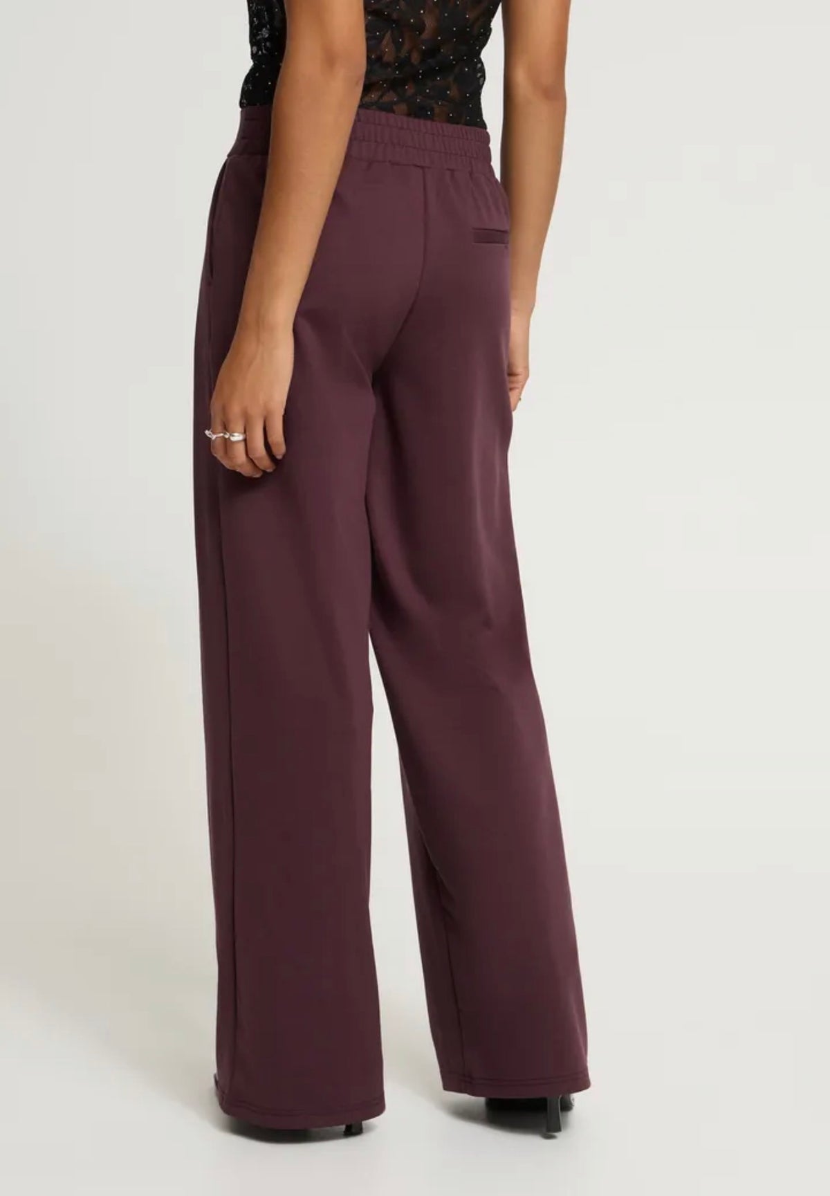 ICHI KATE LONG WIDE PANTS - FUDGE