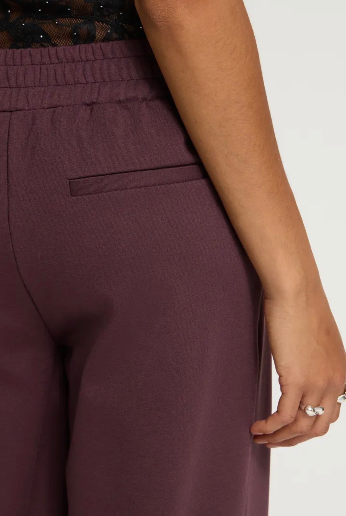 ICHI KATE LONG WIDE PANTS - FUDGE