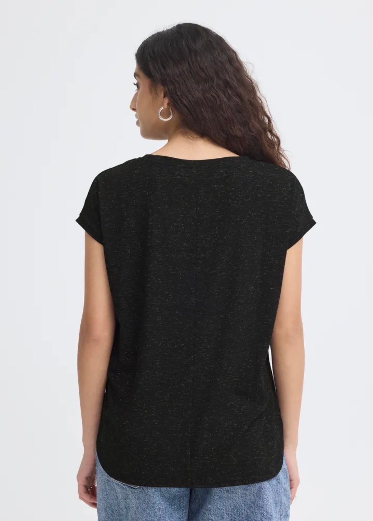 ICHI REBEL SS T-SHIRT - BLACK SHIMMER