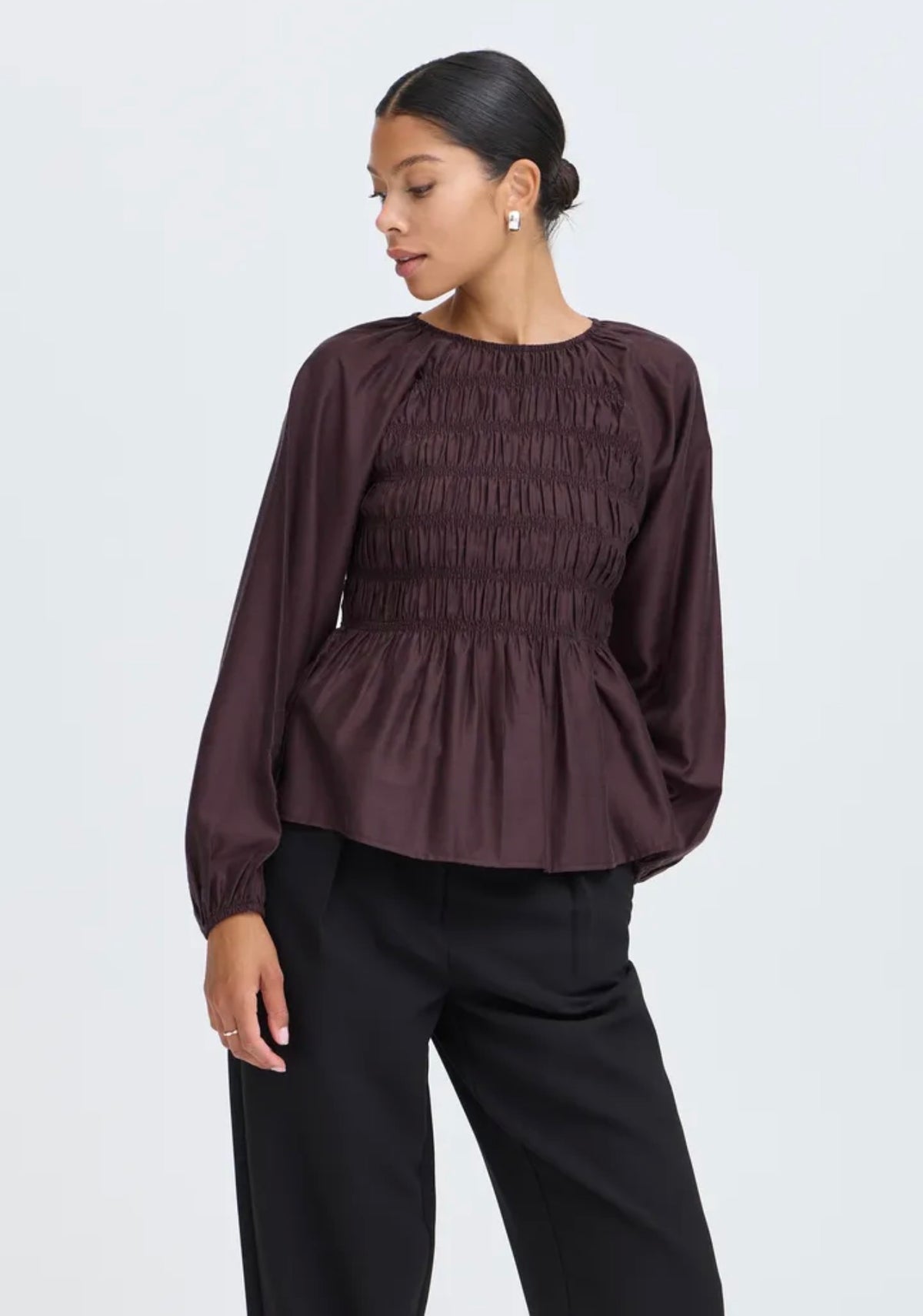 B YOUNG FLAX BLOUSE - FUDGE