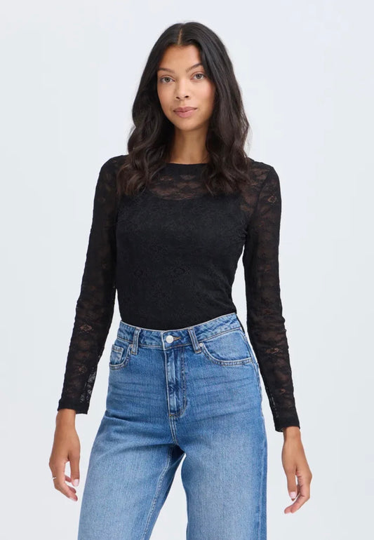 B YOUNG PRIYA LS T-SHIRT TOP - METEORITE