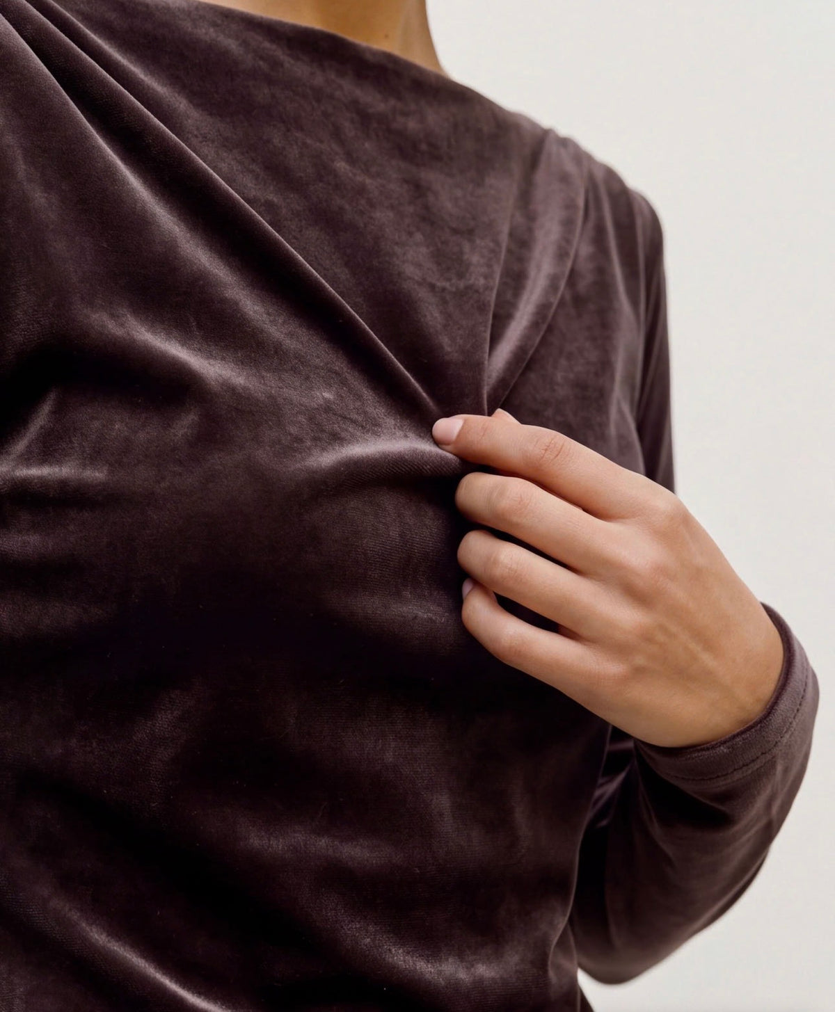 VERO MODA RIKKE LS BOATNECK LACE MIX TOP - CHOCOLATE TORTE