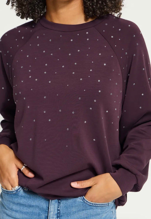 ICHI AMIAS SWEATSHIRT - FUDGE