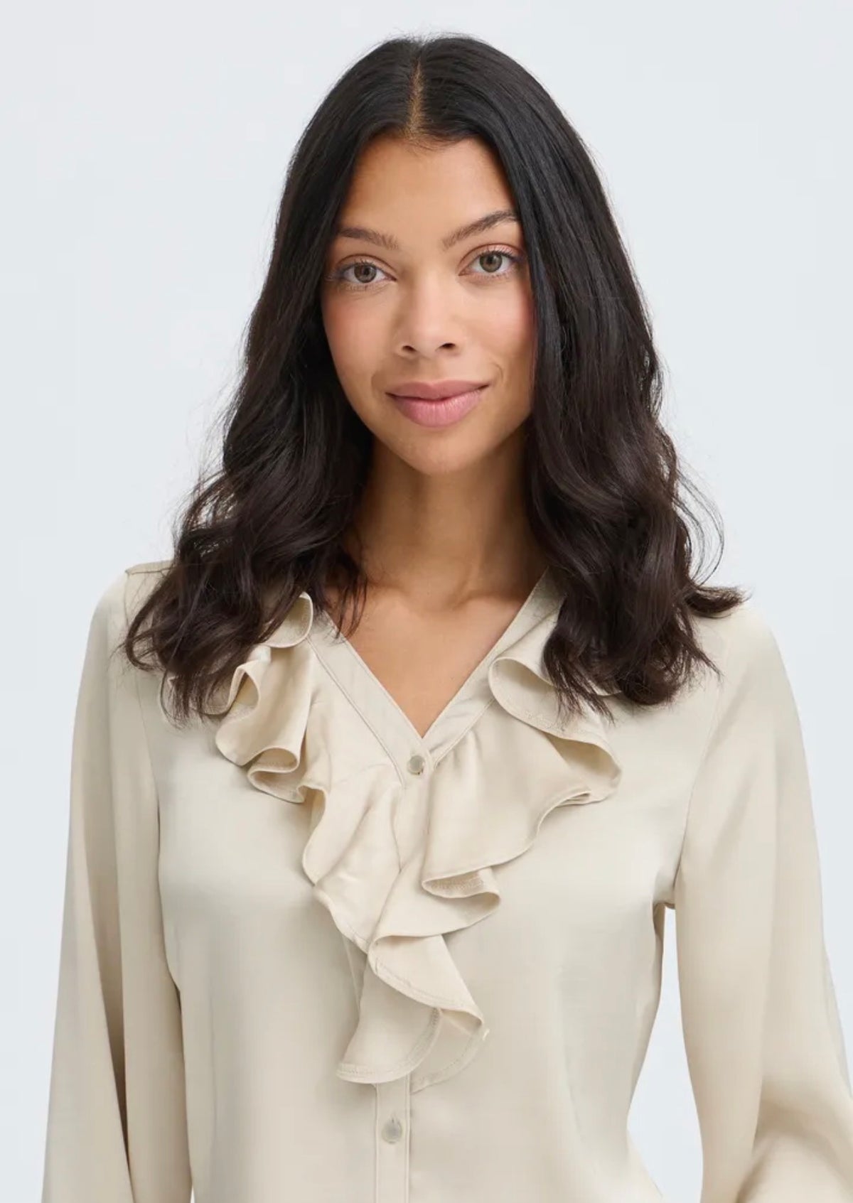 B YOUNG ISA FLOUNCE SHIRT - OATMEAL