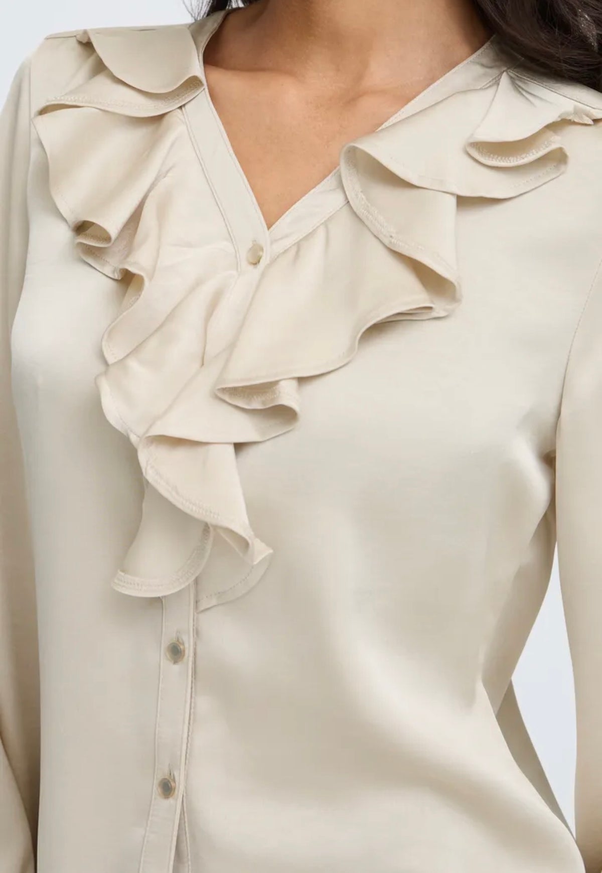 B YOUNG ISA FLOUNCE SHIRT - OATMEAL